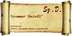 Szummer Dezső névjegykártya